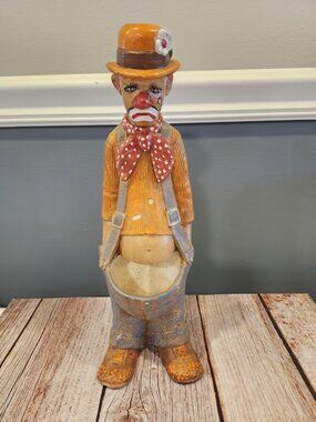 Vintage 1970s~Sad Hobo Clown~Cactus~Planter~Polka Dot Pant